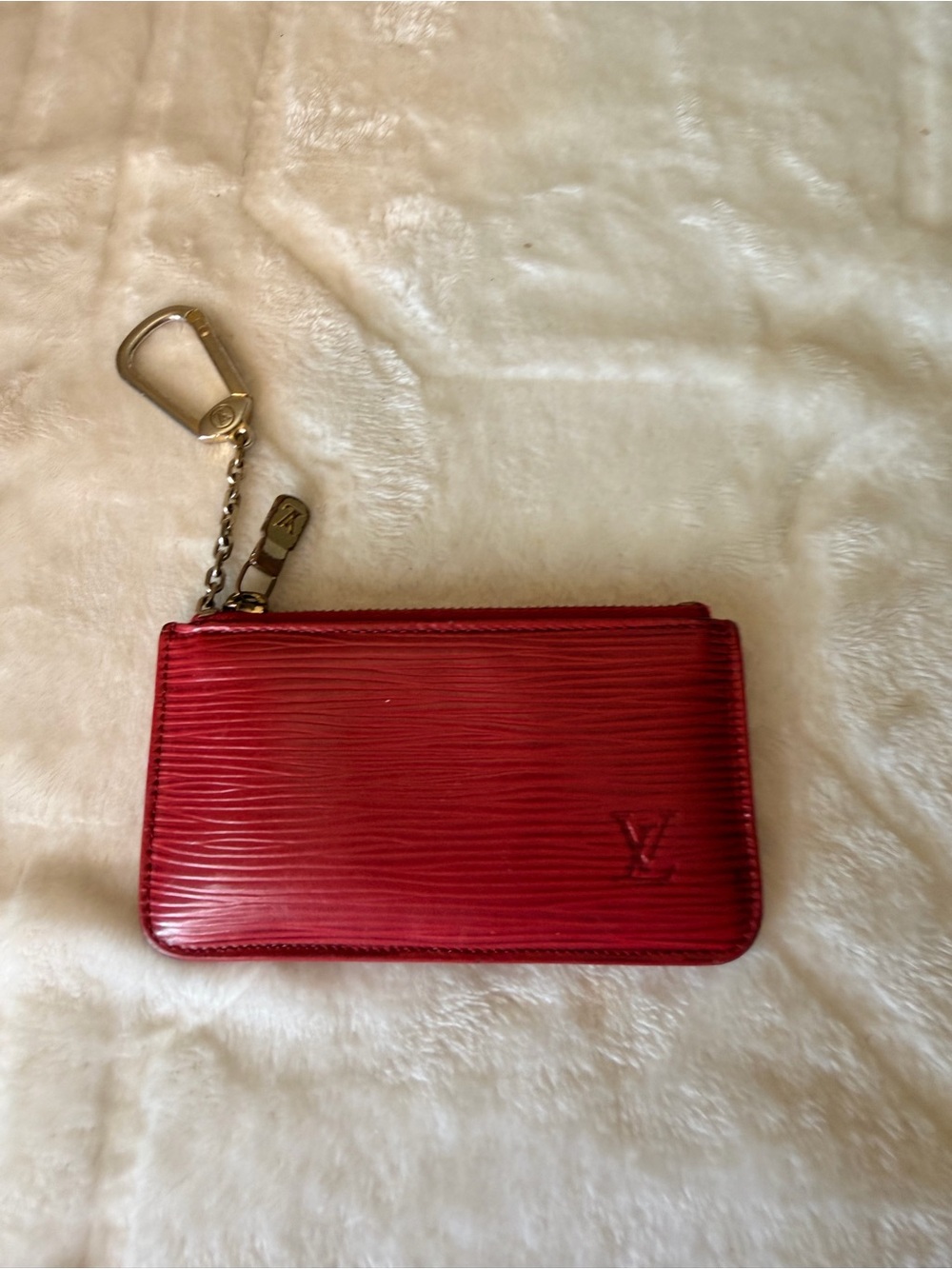 Louis Vuitton Red Epi Leather Key Cles/Pouch with Gold Hardware